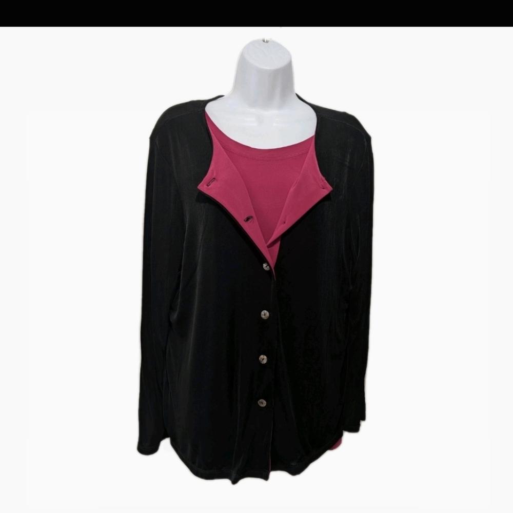 NWT Citiknits Sweater Cardigan Set L Mature Slinky Liquid Knit #2